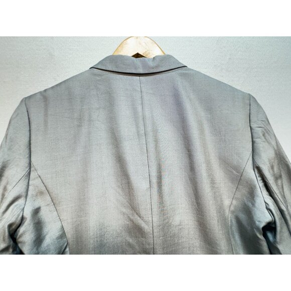 Talbots Womens One-Button Blazer Jacket Size 10 Gray Silk Blend Formal Classic - Picture 10 of 12